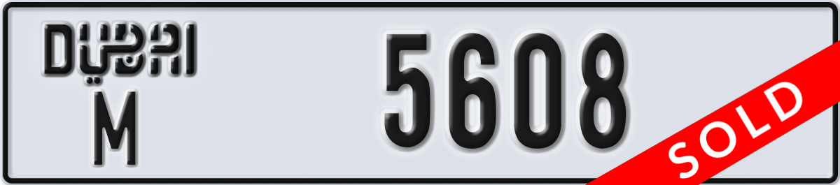 dubai License Plate Number 5608 Code M