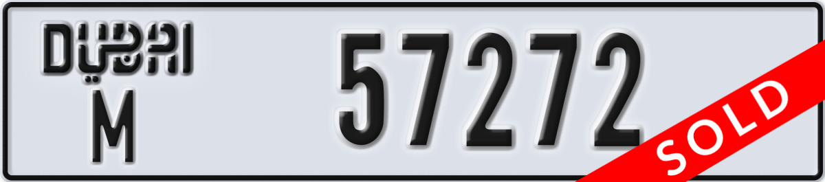 dubai License Plate Number 57272 Code M