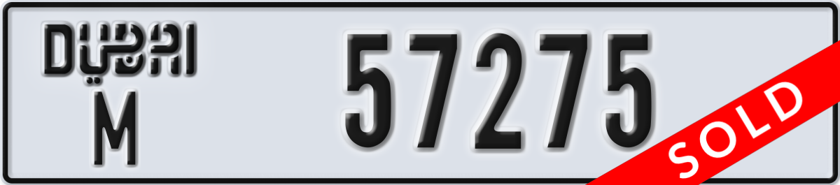 dubai License Plate Number 57275 Code M