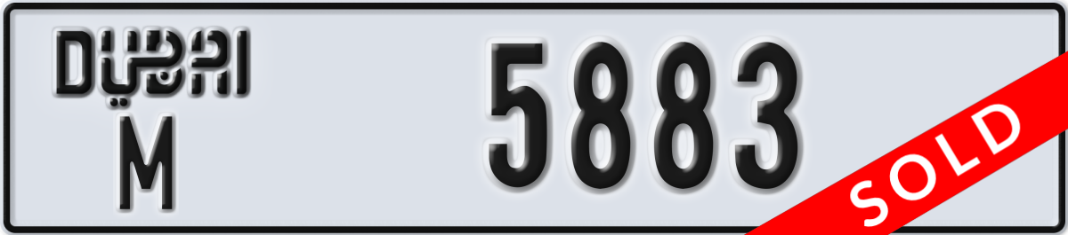 dubai License Plate Number 5883 Code M