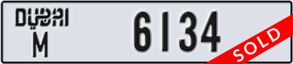 dubai License Plate Number 6134 Code M