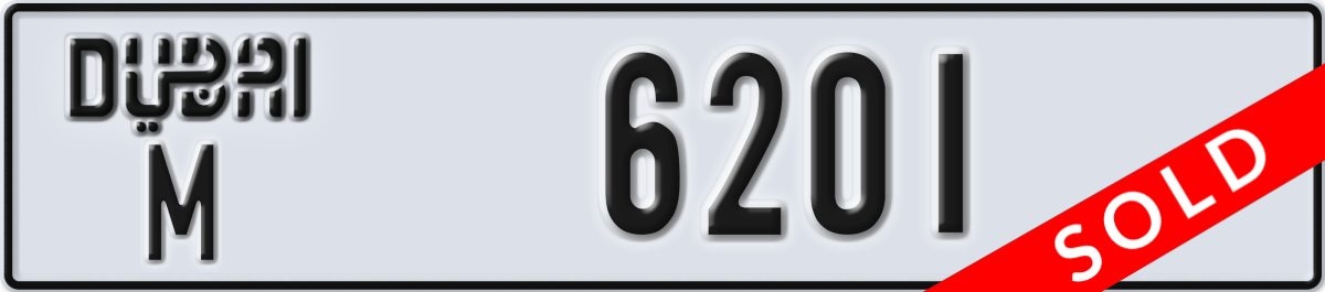 dubai License Plate Number 6201 Code M