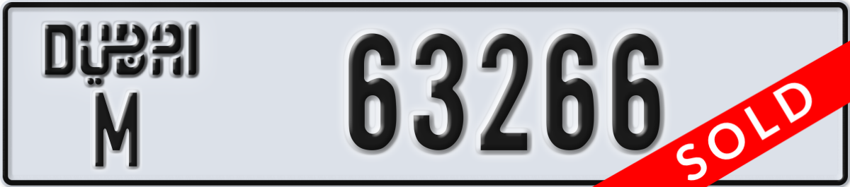 dubai License Plate Number 63266 Code M