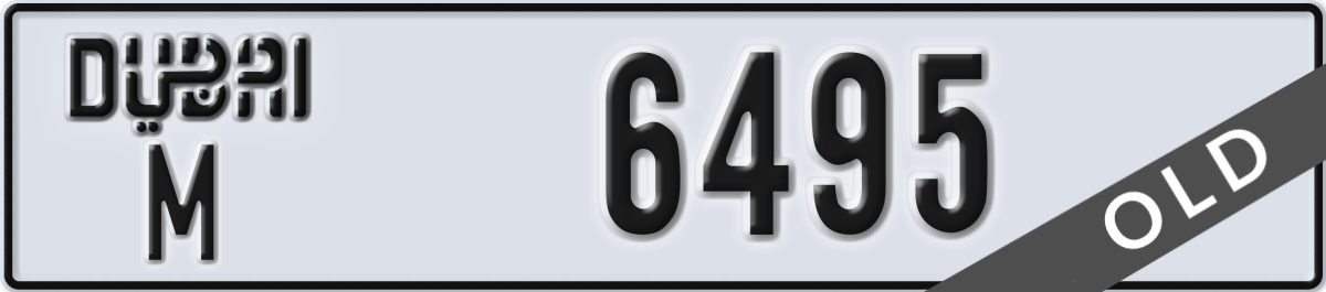 dubai License Plate Number 6495 Code M