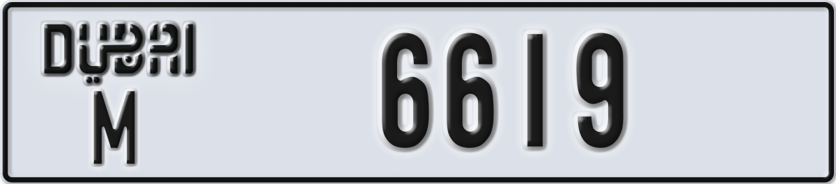 dubai License Plate Number 6619 Code M