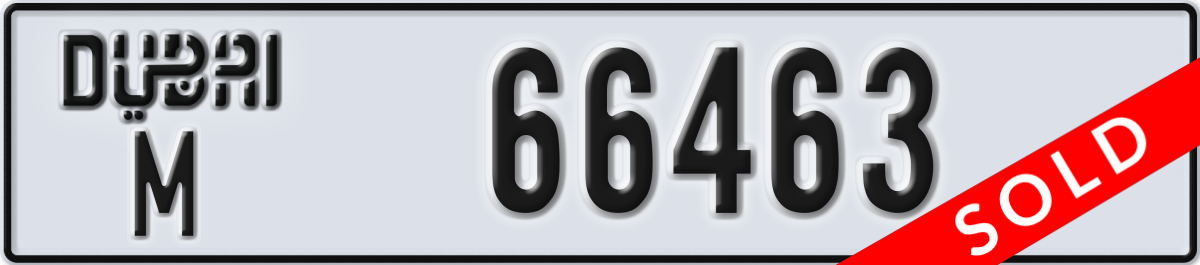 dubai License Plate Number 66463 Code M