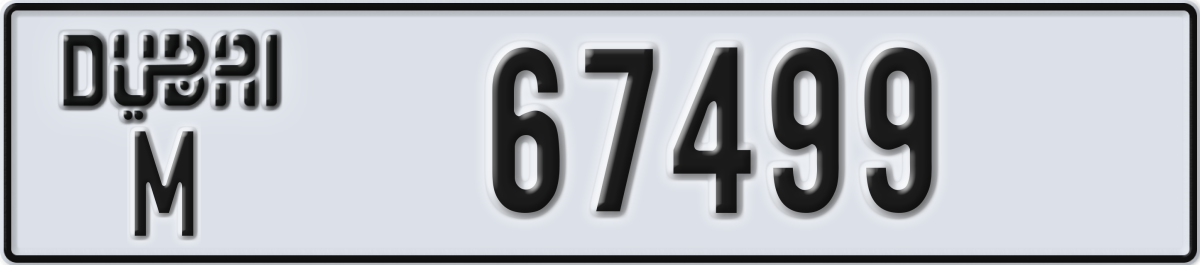 dubai License Plate Number 67499 Code M