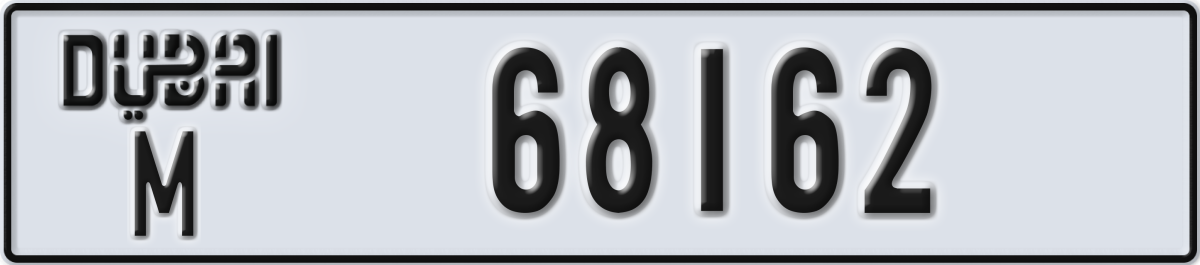 dubai License Plate Number 68162 Code M