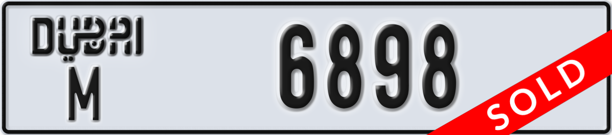 dubai License Plate Number 6898 Code M