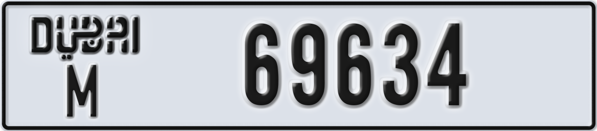 dubai License Plate Number 69634 Code M