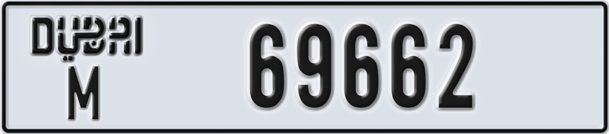 dubai License Plate Number 69662 Code M