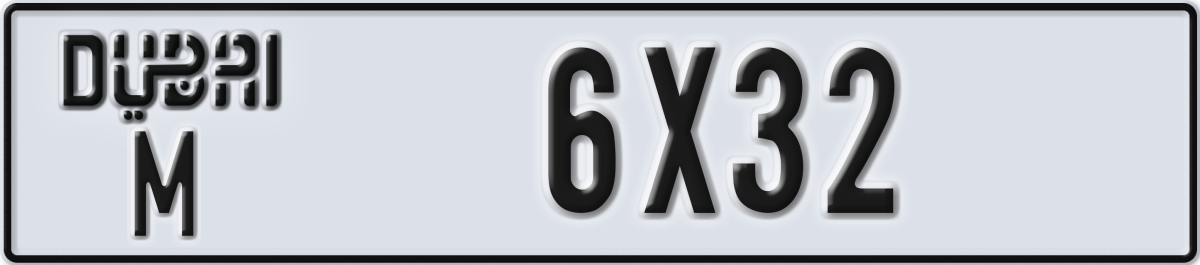 dubai License Plate Number 6X32 Code M