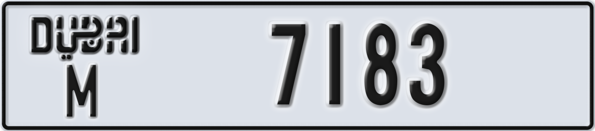 dubai License Plate Number 7183 Code M