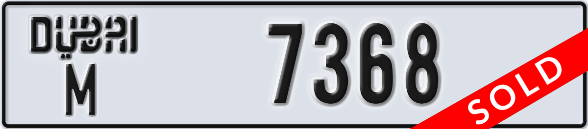 dubai License Plate Number 7368 Code M