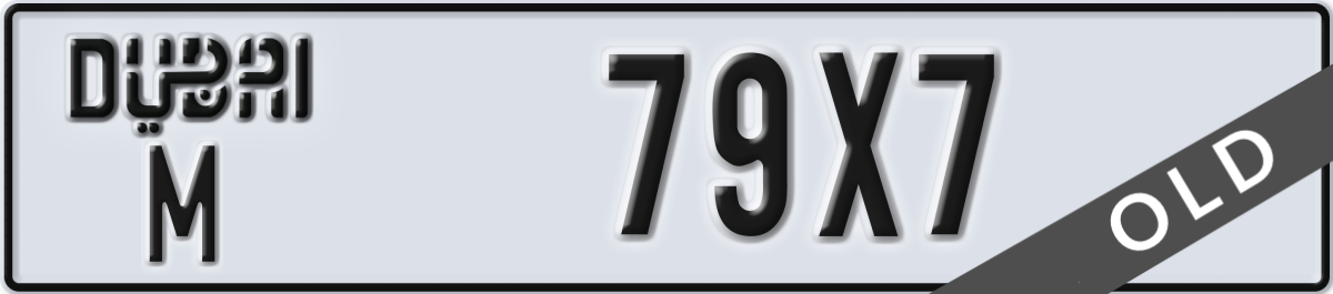 dubai License Plate Number 79X7 Code M
