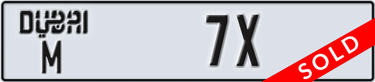 dubai License Plate Number 7X Code M