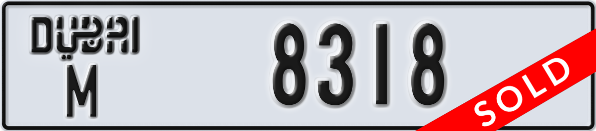 dubai License Plate Number 8318 Code M