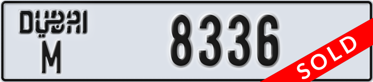 dubai License Plate Number 8336 Code M