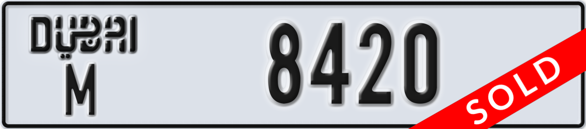 dubai License Plate Number 8420 Code M