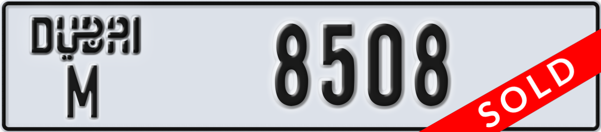 dubai License Plate Number 8508 Code M