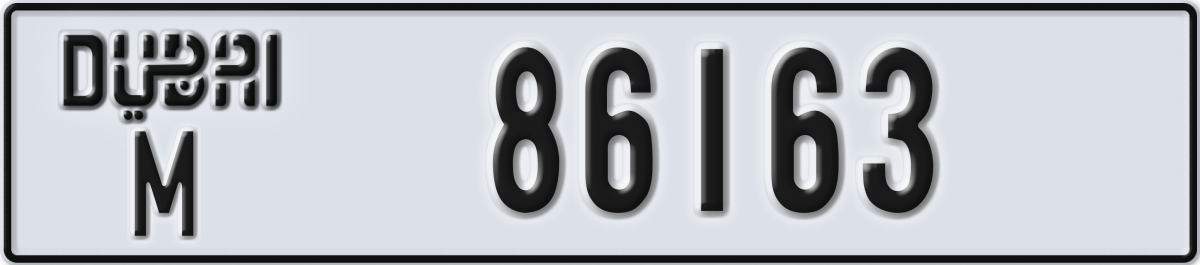 dubai License Plate Number 86163 Code M