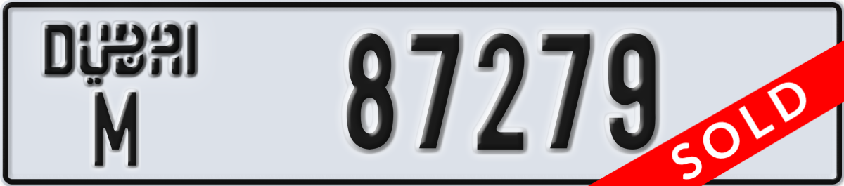 dubai License Plate Number 87279 Code M