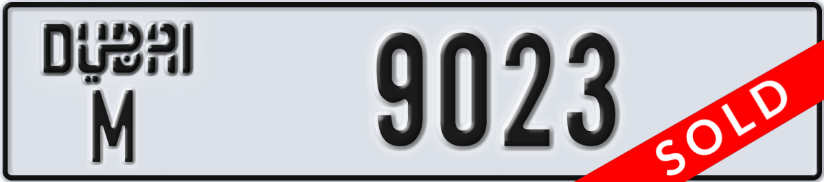 dubai License Plate Number 9023 Code M