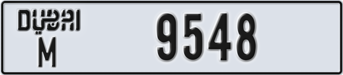 dubai License Plate Number 9548 Code M