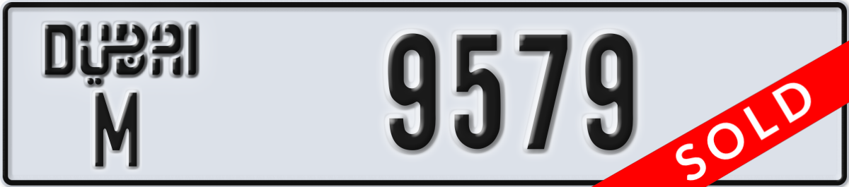 dubai License Plate Number 9579 Code M