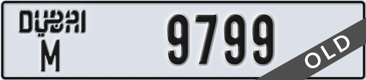 dubai License Plate Number 9799 Code M