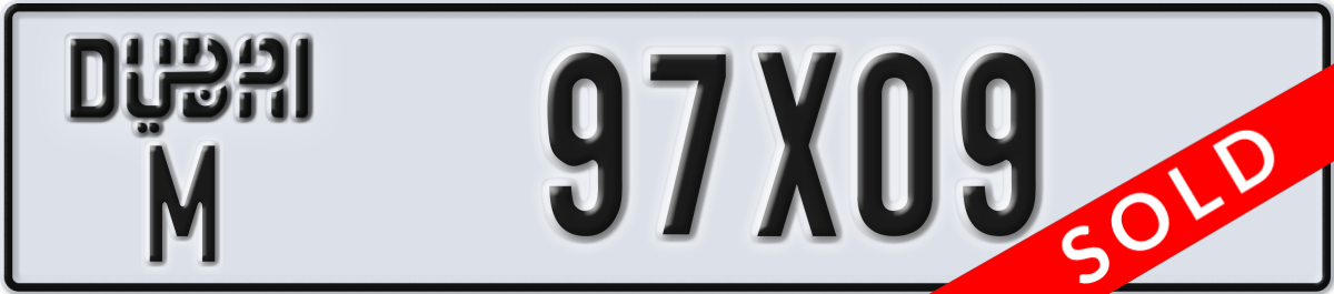dubai License Plate Number 97X09 Code M