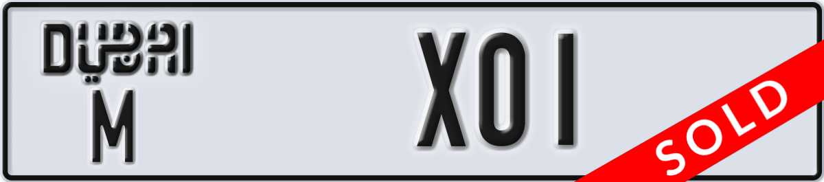 dubai License Plate Number X01 Code M