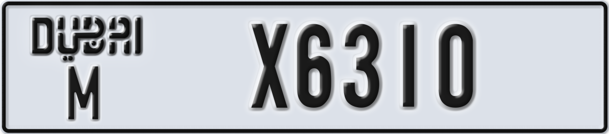dubai License Plate Number X6310 Code M