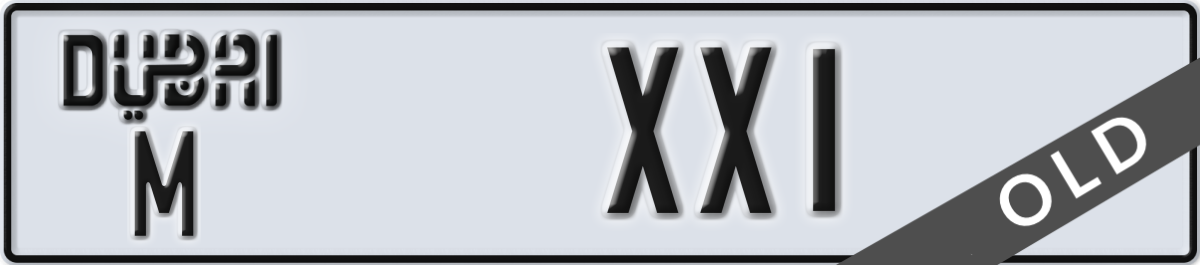 dubai License Plate Number XX1 Code M