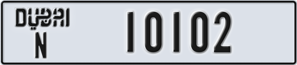 dubai License Plate Number 10102 Code N
