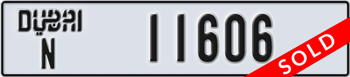 dubai License Plate Number 11606 Code N
