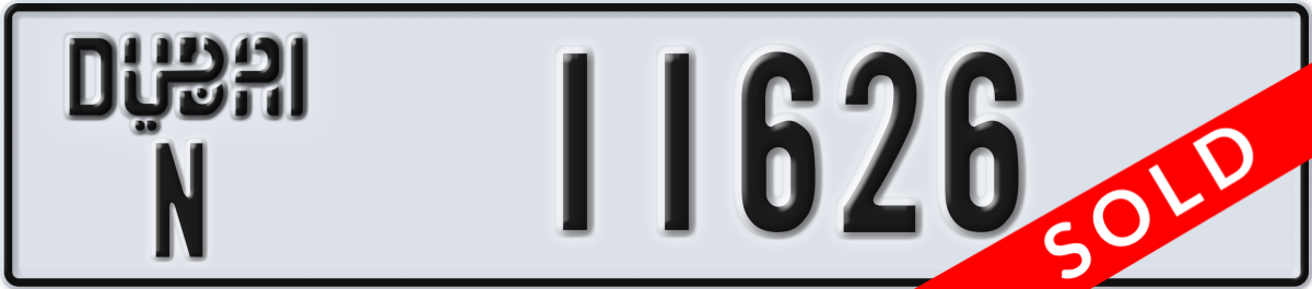 dubai License Plate Number 11626 Code N