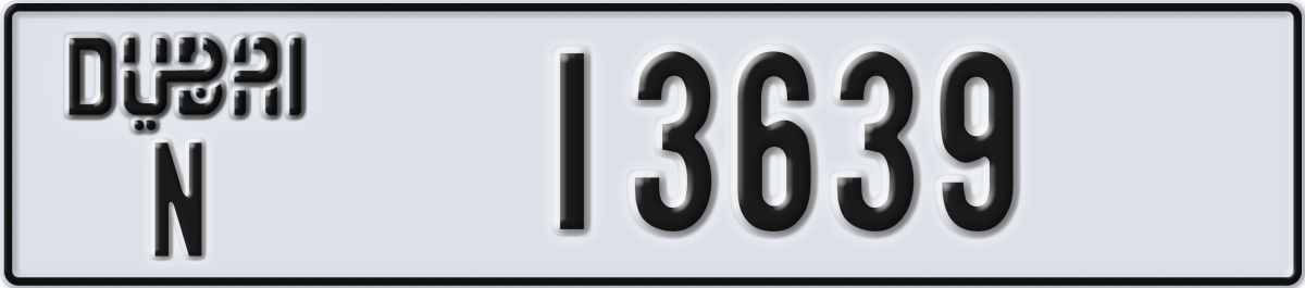 dubai License Plate Number 13639 Code N