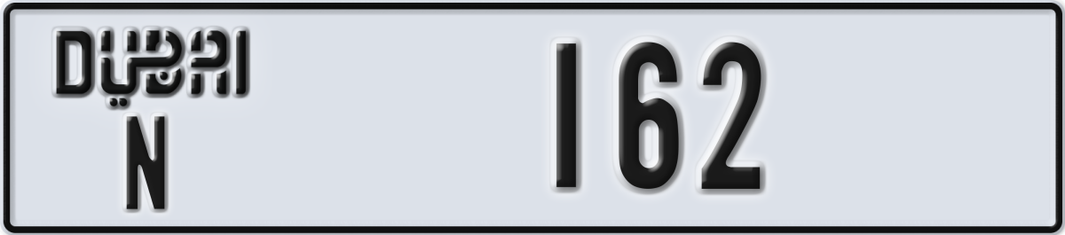 dubai License Plate Number 162 Code N