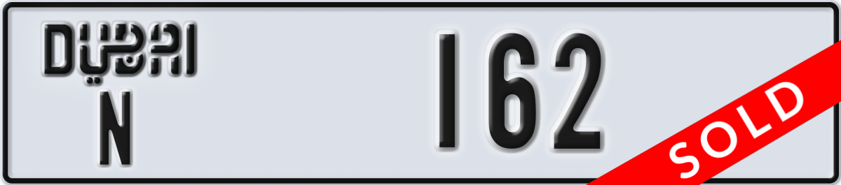 dubai License Plate Number 162 Code N