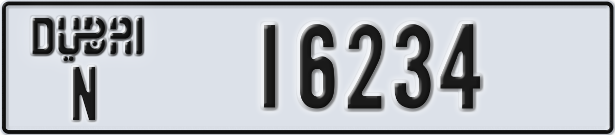 dubai License Plate Number 16234 Code N