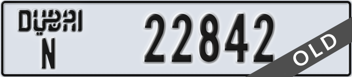 dubai License Plate Number 22842 Code N