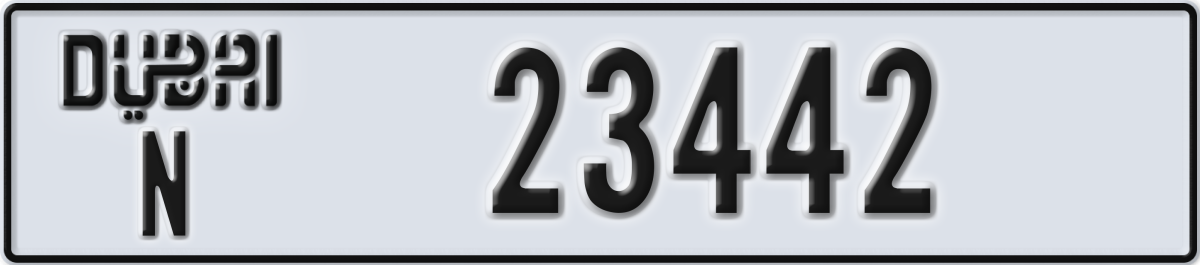 dubai License Plate Number 23442 Code N