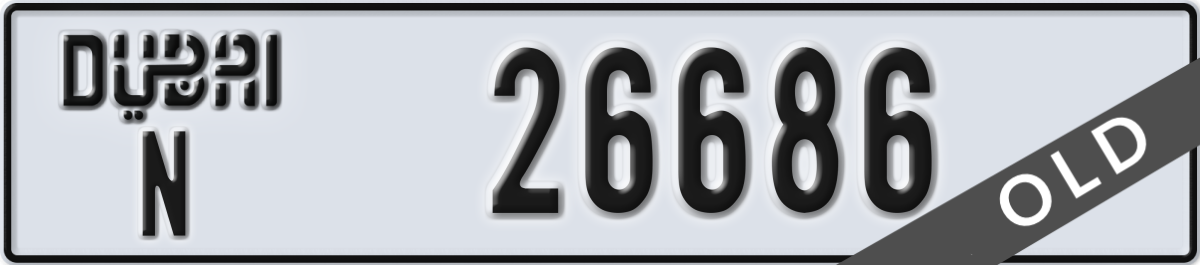 dubai License Plate Number 26686 Code N