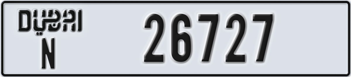 dubai License Plate Number 26727 Code N