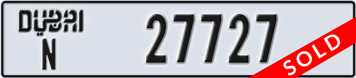 dubai License Plate Number 27727 Code N