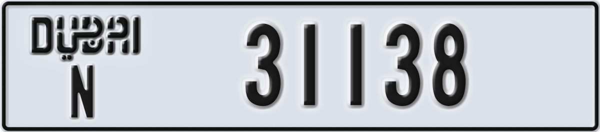 dubai License Plate Number 31138 Code N