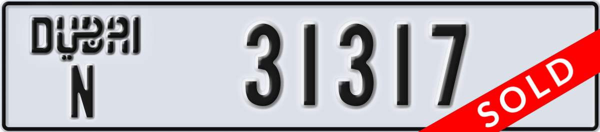 dubai License Plate Number 31317 Code N