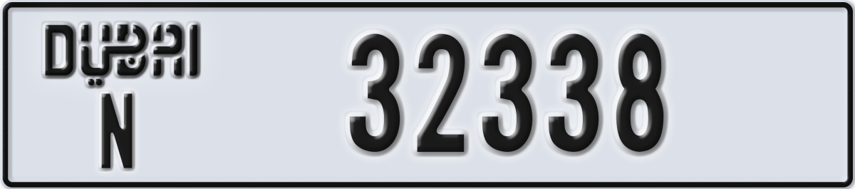 dubai License Plate Number 32338 Code N