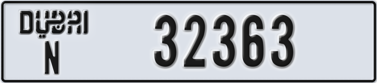 dubai License Plate Number 32363 Code N